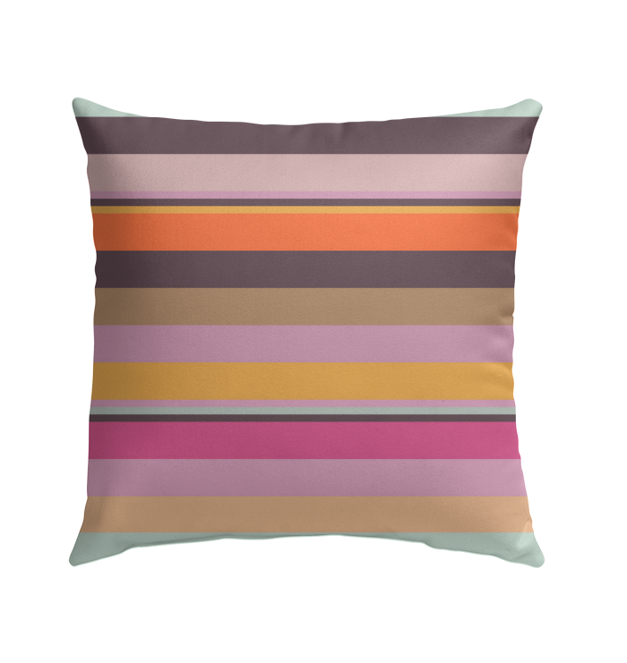 Colorful Electric Sunrise Pillow enhancing an outdoor seating area.