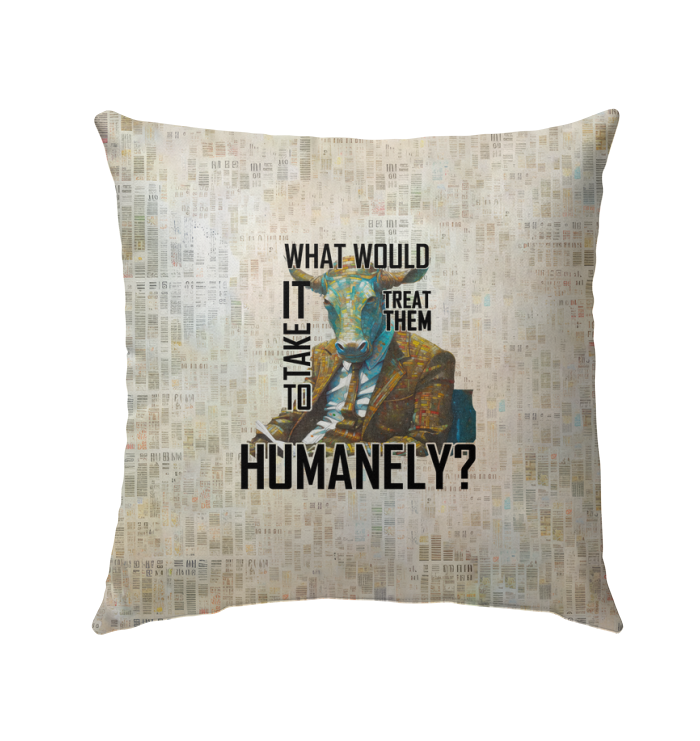 Steampunk buffalo engineer illustrated on outdoor pillow.