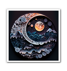 Contemporary art canvas with night and day imagery.