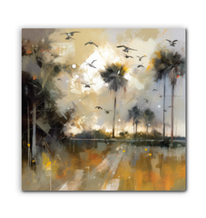 Sunrise Overlake Landscape Wrapped Canvas