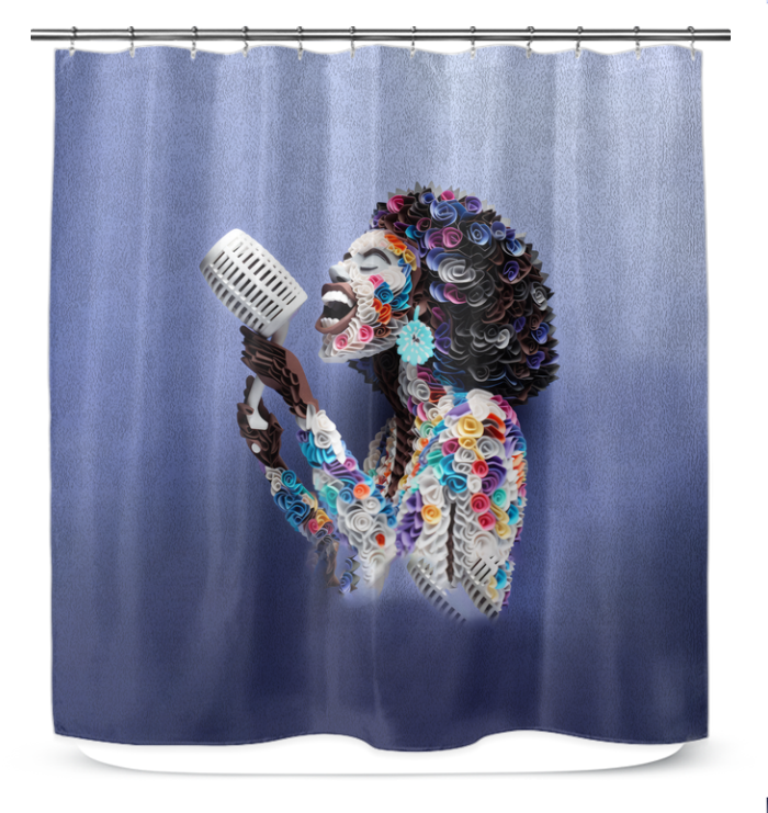 Artistic Papercut Shower Curtain Featuring Geisha Fan Dance - Stylish Bathroom Decor