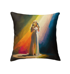 SurArt 69 Indoor Pillow on a chic couch, showcasing its vibrant artistic print for a stylish and comfortable home accent.