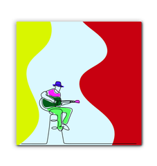 Guitar Line Art 3 Wrapped Canvas - Beyond T-shirts
