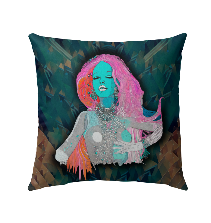 Chic Melodic Fusion pillow adding a musical theme to outdoor decor.