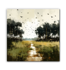 Moonlit Meadows Landscape Wrapped Canvas