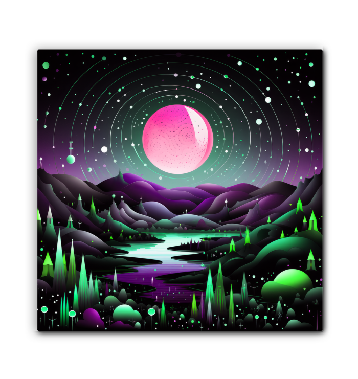 Celestial Cliffs Starry Landscape Canvas