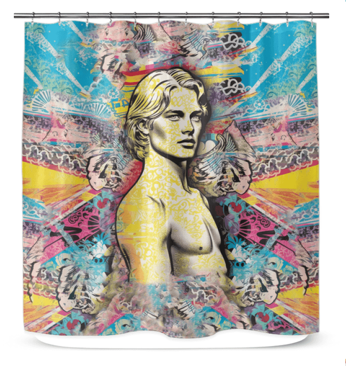 Surfing 1 29 Shower Curtain making a splash in a bathroom, with its eye-catching surf design creating a vibrant shower experience.