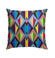 Serenity Oasis Art Nouveau Outdoor Pillow in a patio setting.