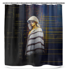 Close-up of Urban Serenity Stylish Shower Curtain pattern.