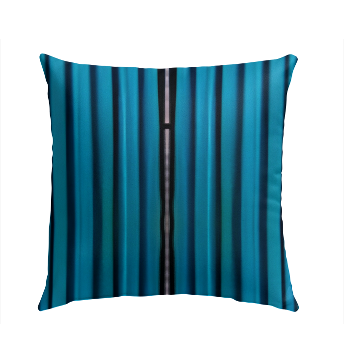 Stylish outdoor pillow with Melodic Bliss design on a sunlit patio.