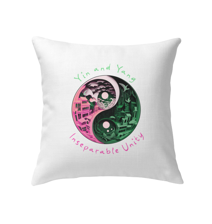 Serene Arctic-themed Ying Yang indoor pillow.