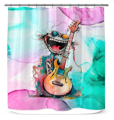 Bassist's Blissful Bath Beats Shower Curtain
