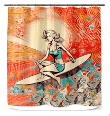 Surfing Zen Shower Curtain - Beyond T-shirts