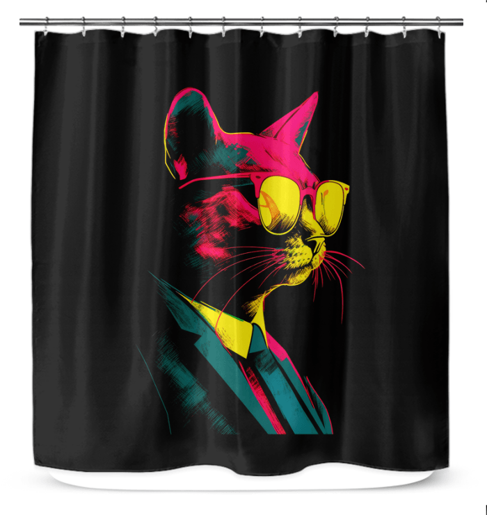 Whimsical Cats & Bubbles Shower Curtain featuring playful cats in a bubbly bath, ideal for adding a touch of joy to your bathroom.