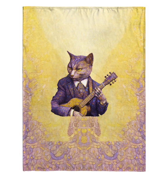 Gentleman Cat in a Suit Design on Sherpa Blanket.