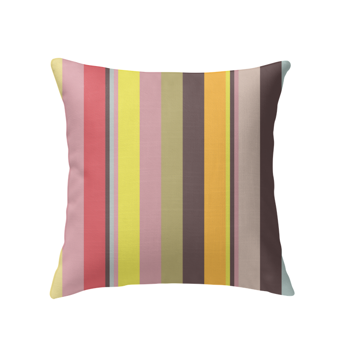 Vibrant and artistic stripes on the Psychedelic Prism Indoor Pillow.