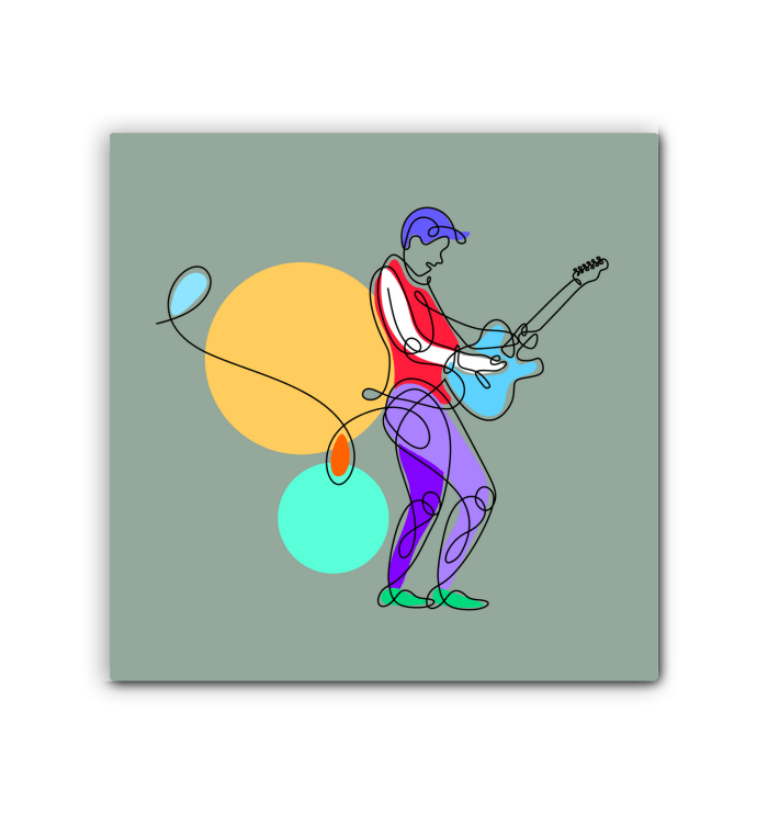 Guitar Line art 4 Wrapped Canvas - Beyond T-shirts