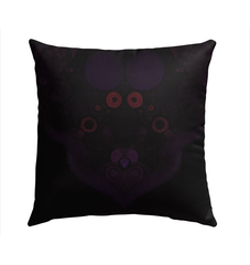 Decorative outdoor pillow with serene soundscapes design in a patio setting.