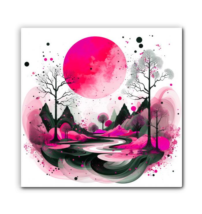 Majestic Mountains Illustrated Canvas Art