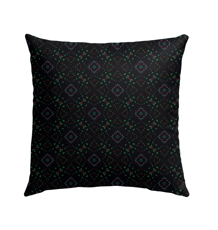 Colorful outdoor pillow featuring primrose design, ideal for garden chairs.