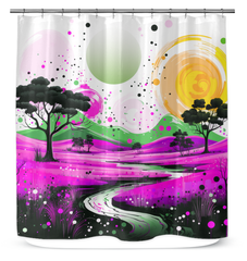 Majestic Mountain Mists: Landscape Shower Curtain
