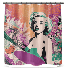 Stylish Surfing 5 02 Shower Curtain with dynamic surf wave pattern.