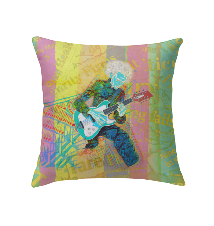 Close-up of Garden Oasis Indoor Pillow showcasing its vibrant colors and detailed design.