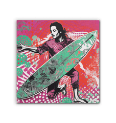 Surfing 5 10 Canvas on display in room