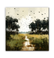 Moonlit Meadows Landscape Wrapped Canvas