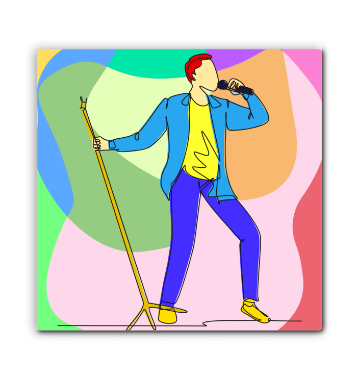 A singer With A Microphone Stand1 Wrapped Canvas - Beyond T-shirts