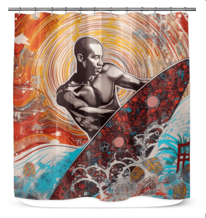 Vintage Surf Vibes Shower Curtain Ride The Waves Of Nostalgia - Beyond T-shirts