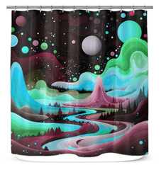 Mystical Midnight Mountains Night Curtain