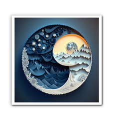 Decorative canvas showcasing the beauty of moon and sun.