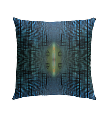 Close-up of Mystic Aura Beyond Style Outdoor Pillow with unique patterns.