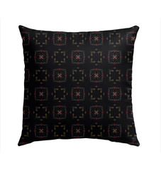 Elegant outdoor pillow with Harmonic Haven design on a patio chair.