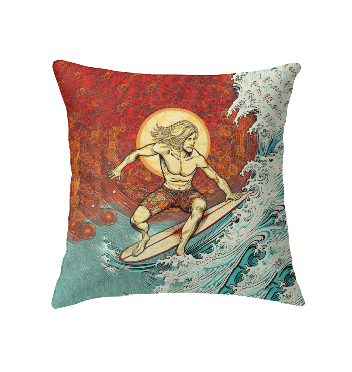 Surfing Serenity Throw Pillow - Beyond T-shirts