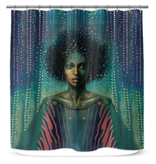 Urban Industrial Shower Curtain in a modern bathroom setting.