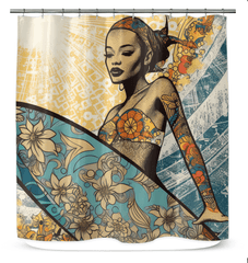 Coastal Comfort Shower Curtain Wrap Yourself In Surfing Bliss - Beyond T-shirts