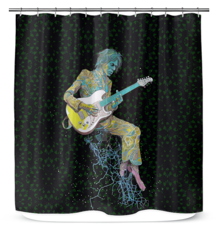 Waterproof and durable Peony Picnic themed shower curtain, enhancing bathroom decor.