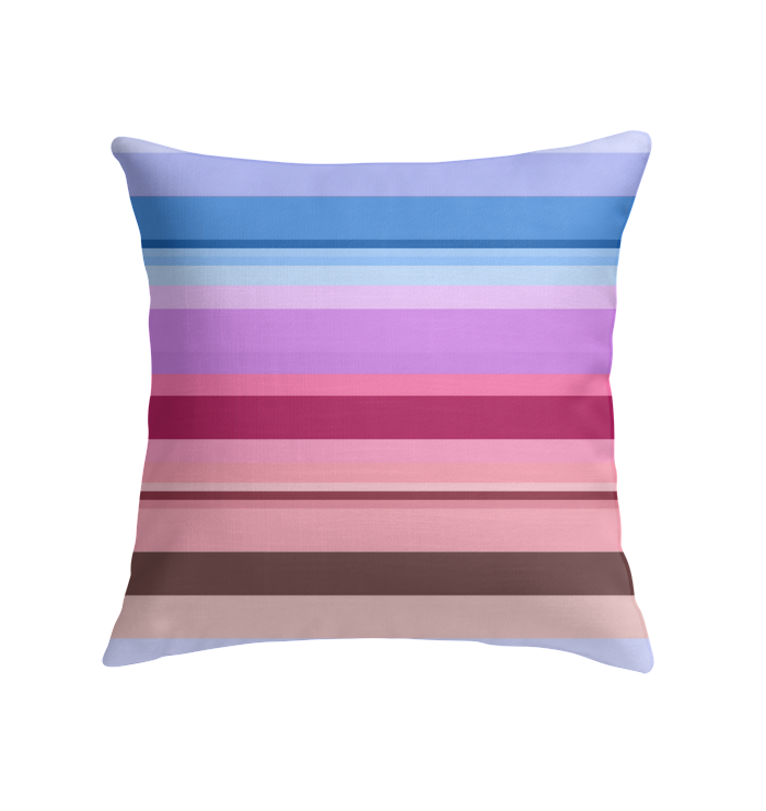 Close-up of colorful, space-themed stripes on Galactic Rainbow Pillow.