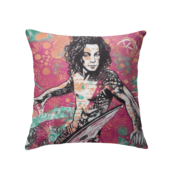 Chic Surfing 5 07 Indoor Pillow with a vibrant surf scene for a lively room accent.