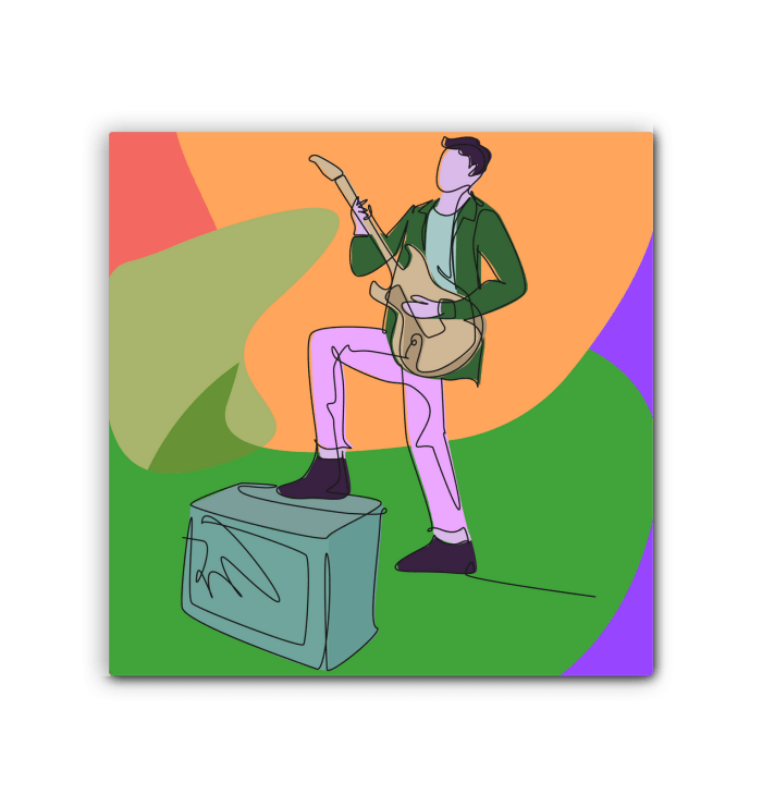 Guitar Player With A Combo Box1 Wrapped Canvas - Beyond T-shirts