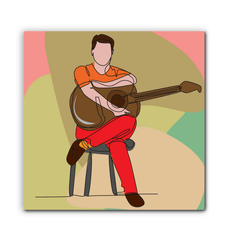 A Man Sitting with A Guitar 2 Wrapped Canvas - Beyond T-shirts