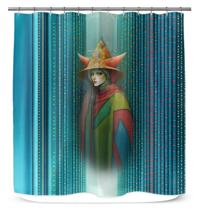 Close-up of Tranquil Forest Designing Shower Curtain pattern.