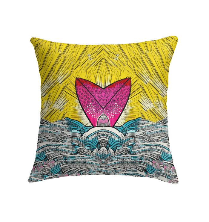 Detailed pattern of the Surfing 5 32 Indoor Pillow, showcasing its unique surf design.