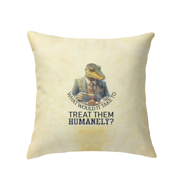 Floral Crocodile Owl Indoor Pillow - Close-Up of Design.