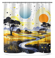 Enchanting Evening Ecosystems Night Landscape Curtain