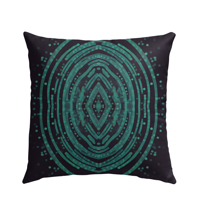 Close-up of Urban Zen Beyond Style Outdoor Pillow with minimalist patterns.