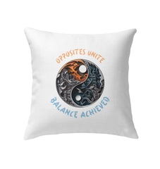 Black and white ink splash Ying Yang pillow for modern decor.