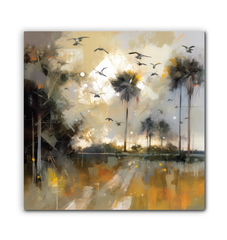 Sunrise Overlake Landscape Wrapped Canvas